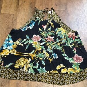 Band of Gypsies Black Floral Halter Top
